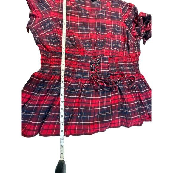 LANE BRYANT Red Navy Plaid Tunic Top - Size 20 - Picture 9 of 10